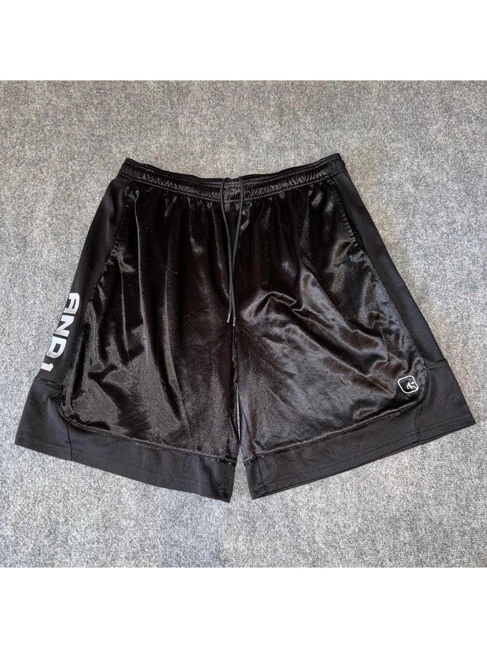 AND1 Black Dazzle Baggy Hoop Shorts Mens 2XL Vtg y2k 90s Rare